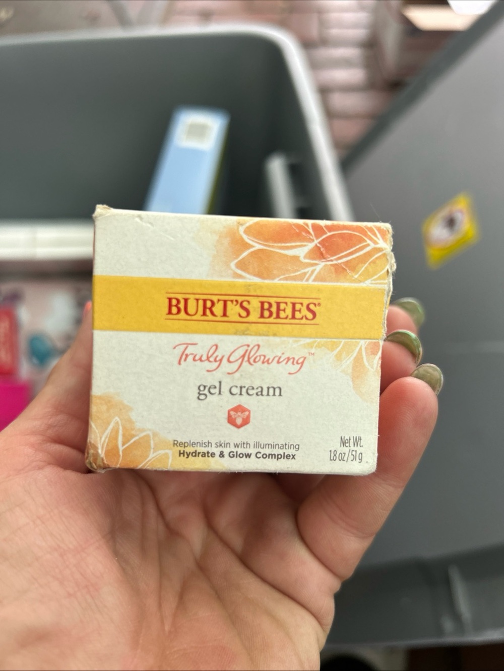 Burt's Bees Gel Cream in White & Yellow-Orange Packaging